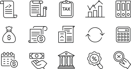 Financial Accounting and Banking Services Icons Set