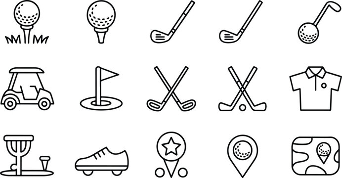 Golf Icon Set on White Background