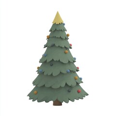 Fototapeta premium Festive evergreen with colorful ornaments.