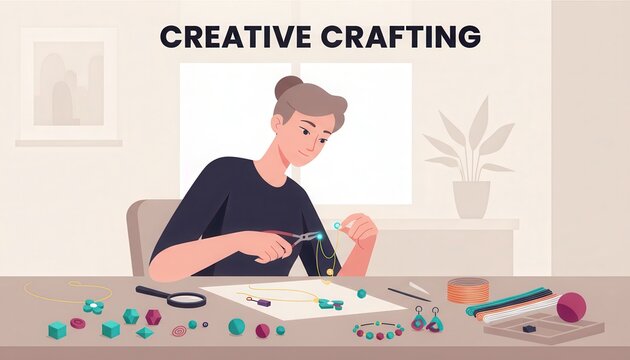 Creative Crafting Woman Making Handmade Jewelry
