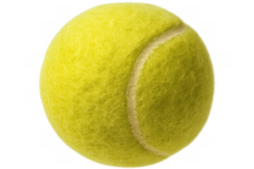 Yellow tennis ball isolated against transparent background for sport games and competition concepts