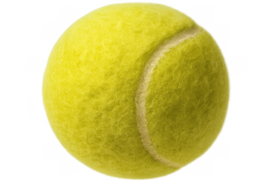 Yellow tennis ball isolated against transparent background for sport games and competition concepts