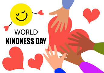 World kindness day. Random acts of kindness day emblem. Caring, responsibility, altruism of people. Vector illustration. Global earth. Ecology theme. 