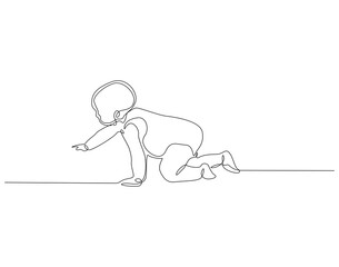 Baby crawling continuous line. Continuous one line drawing of Baby crawling. Baby concept. Single line drawing