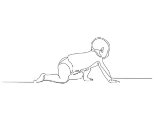Baby crawling continuous line. Continuous one line drawing of Baby crawling. Baby concept. Single line drawing