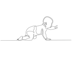 Baby crawling continuous line. Continuous one line drawing of Baby crawling. Baby concept. Single line drawing