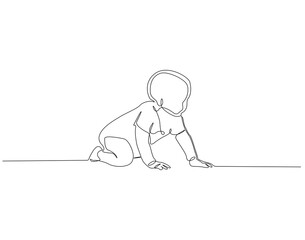 Baby crawling continuous line. Continuous one line drawing of Baby crawling. Baby concept. Single line drawing