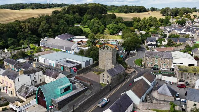 Aerial drone view of Portaferry Castle Portaferry Co Down Northern Ireland 
