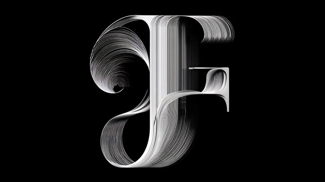Metal 3D Glass Letter and Number Design with Spiral Water Pattern - Powered by Adobe