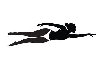 Fototapeta premium Silhouette of a woman swimming the freestyle stroke
