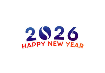 Graphic design featuring "2026" with a stylized globe replacing the zero, and the text "HAPPY NEW YEAR" in red underneath.