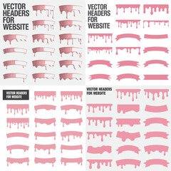 Vector set of blank vintage scroll ribbon banners and decorative gold labels collection