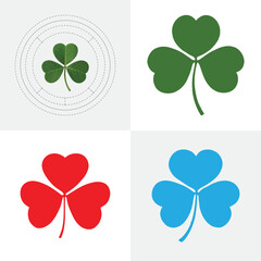 Four Leaf Clover St Patricks Day Green Vector Icon Illustration