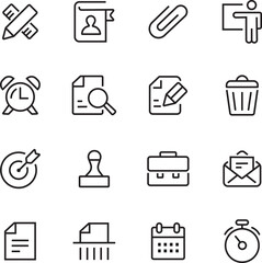 Office line icon set and business outline icon set