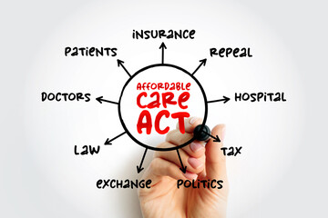 Affordable Care Act mind map concept for presentations and reports