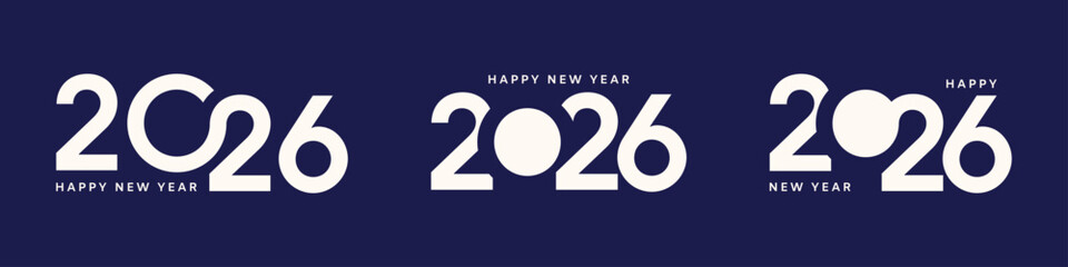 2026 vector logo set, New Year number, 2026 card design