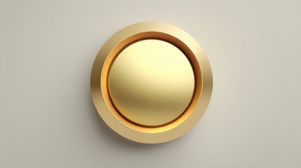 Elegant gold button with shiny surface on soft neutral background for use in web design, user interface, and graphic applications to enhance aesthetics