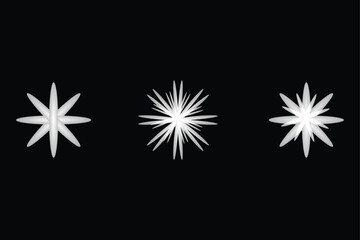 Collection of various light effects on a black background. Realistic vector graphics.
