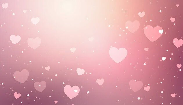 Soft pink background with floating hearts and gentle sparkles, perfect for romantic and festive themes.