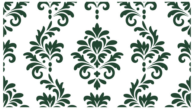 Dark green damask seamless pattern