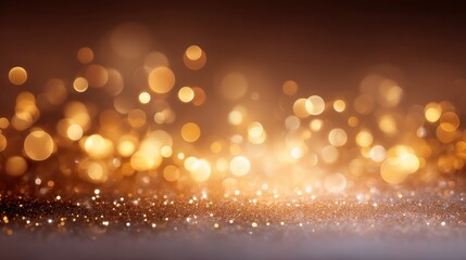 Beautiful golden and brown bokeh background filled with sparkling light orbs creating a warm and inviting atmosphere for festive celebrations and events
