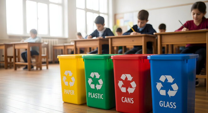 Empower the next generation with eco-friendly habits by teaching children the importance of recycling and waste management in a classroom setting today.