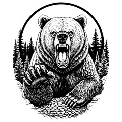 bear hunting logo illustrationn vector image t shirt design