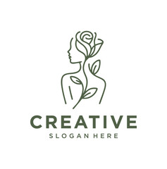 vector line art logo of people and flowers