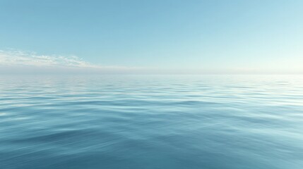 Obraz premium Calm and Serene Ocean Waters Under a Clear Blue Sky with Gentle Ripples and Soft Reflections for Tranquility and Relaxation Themes