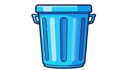 Blue trash can isolated on transparent background illustration
