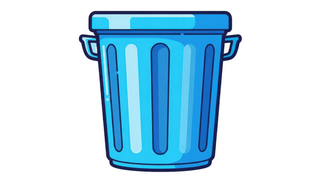 Blue trash can isolated on transparent background illustration