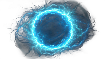 png electric blue plasma ring overlay on transparent background