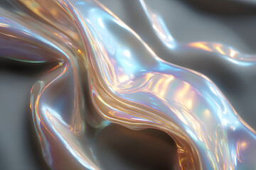 minimal iridescent liquid texture with reflective waves creating a calm abstract sheen
