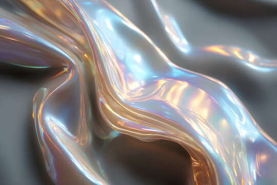 minimal iridescent liquid texture with reflective waves creating a calm abstract sheen