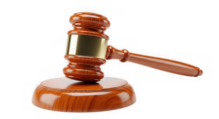 Wooden gavel on transparent background