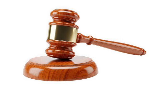 Wooden gavel on transparent background