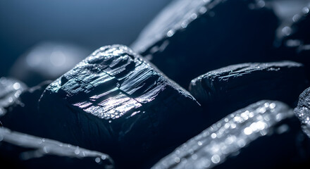 Capture the essence of natural resources with this captivating close-up of coal, perfect for illustrating energy, industry, and environmental themes today.