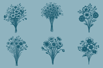 Obraz premium spring flowers Floral arrangement vector. twisting herbaceous vines, dahlias, asters, zinnias, and honeysuckle berries. Vector botanical illustration. Eps 10