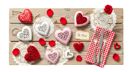 Valentine's Day Table Setting, isolated on transparent background
