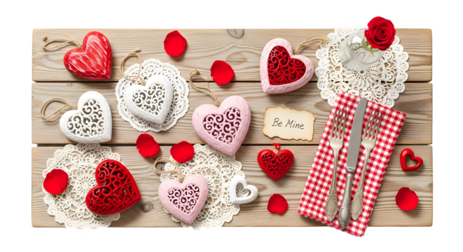 Valentine's Day Table Setting, isolated on transparent background