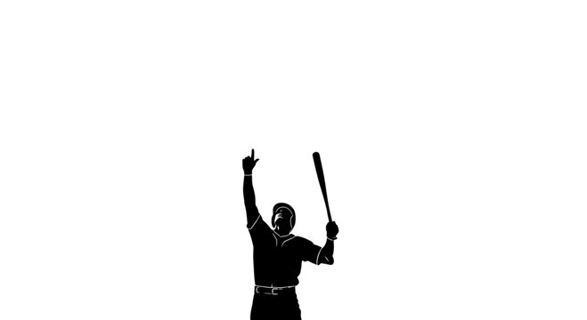 Silhouette of triumphant baseball player celebrating win with bat and raised arm, embodying victory, competition, and sportsmanship in powerful vector art - Powered by Adobe
