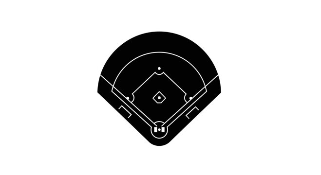 Sleek baseball field vector for sports design, team logos, and athletic event promotions, ideal for baseball enthusiasts and graphic designers alike