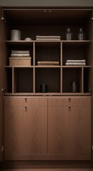Luxurious custom storage cabinet with elegant built-in compartments designed for specialized items and maximizing high-end organizational space ,bespoke ,custom ,metal