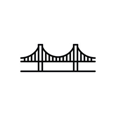 Simple line art icon of a suspension bridge