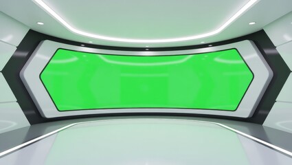 Futuristic control room green screen display