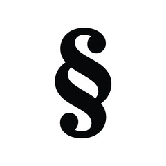 Black paragraph symbol on white background legal justice concept