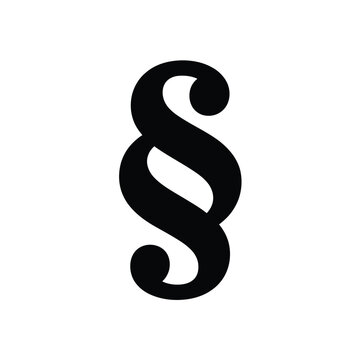 Black paragraph symbol on white background legal justice concept