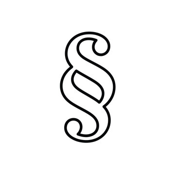 Black paragraph symbol on white background legal document icon