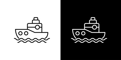 Ship Icon Sailing the Seas Nautical Vessel on Water with Waves - Vector Illustration