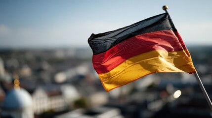 Close-up of a national tricolor flag against a clear sky